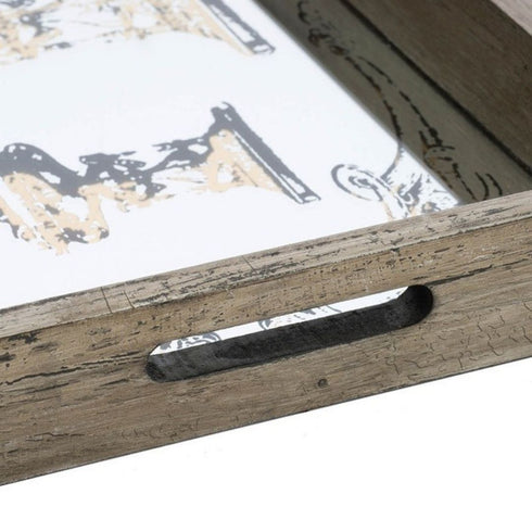 Rosa Rectangular Set of 2 Antiqued Mirror Trays