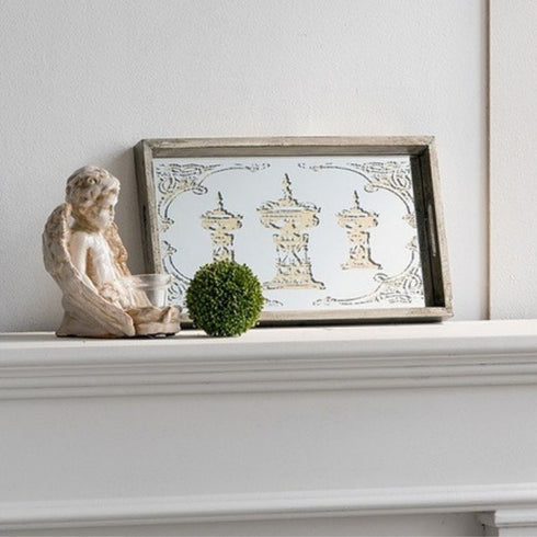 Rosa Rectangular Set of 2 Antiqued Mirror Trays
