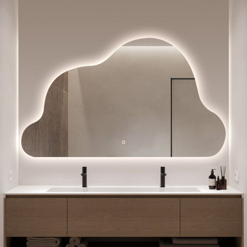 Deon Backlit LED Wall Mirror - Cloud Shape Bathroom Mirror with Touch Switch