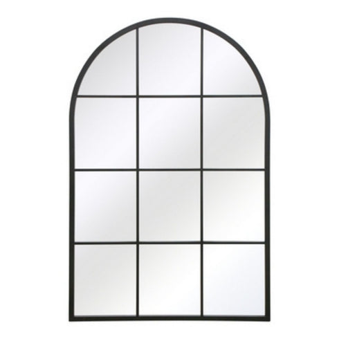 Jordan Arched Window Frame Black Metal Grid Industrial Wall Mirror