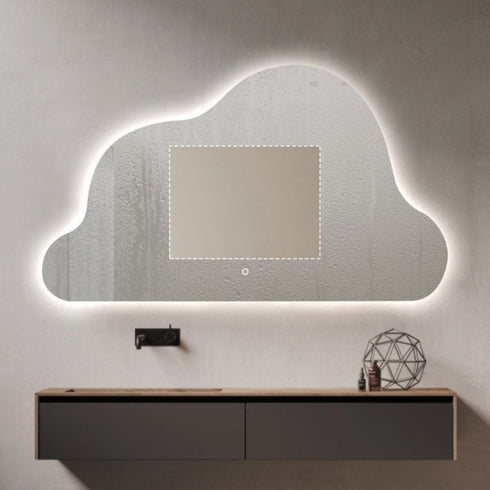 Deon Backlit LED Wall Mirror - Cloud Shape Bathroom Mirror with Touch Switch