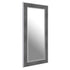 Tall rectangular stainless steel mirror with modern grey leather detailing