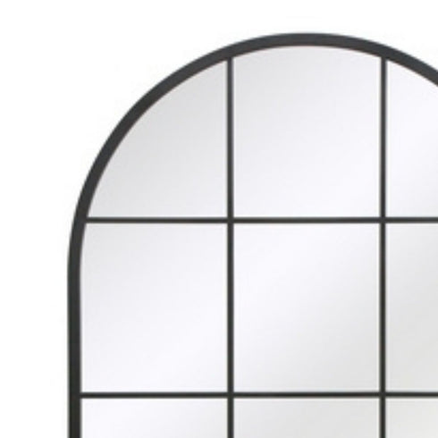 Jordan Arched Window Frame Black Metal Grid Industrial Wall Mirror