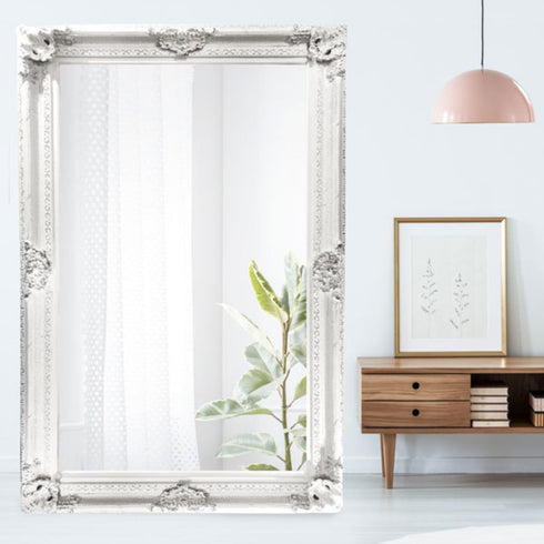 Gabriel Ornate Brushed White Wall Mirror