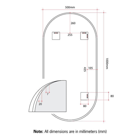 Italia Pill White Wall Mirror