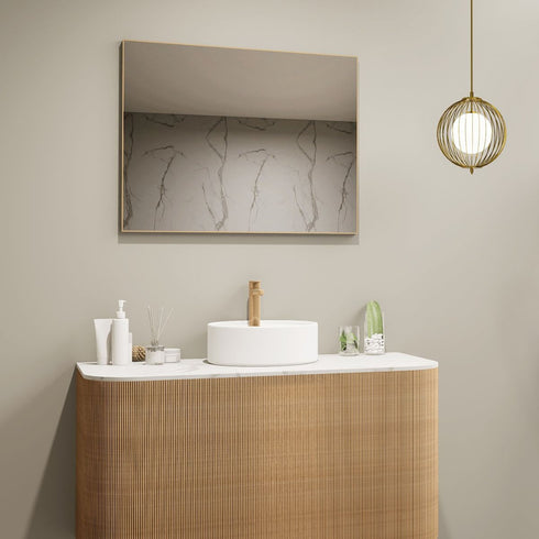 Raelene Rectangular Aluminium Framed Brushed Gold Bathroom Mirror