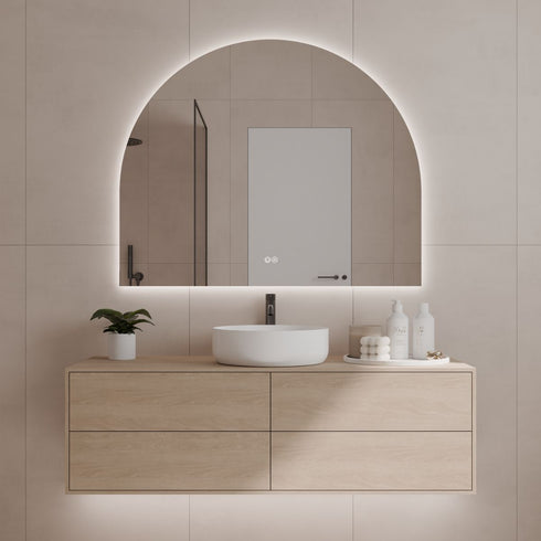 Aurelio Antifog Arch Shaped 3 Colour Backlit LED Bathroom Mirror With Optional Bluetooth