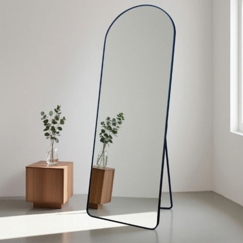 Ronan Black Aluminium Arch Floor Mirror with Stand