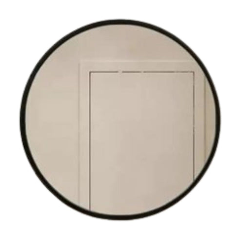 Allira Wood Round Wall Mirror Black