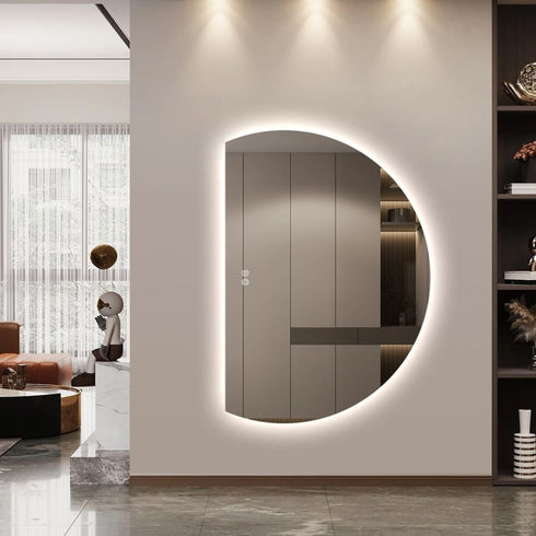 Brunswick Frameless Left Cut Moon Anti Fog Backlit LED Wall Mirror