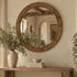 Claridel Wood Round Wall Mirror - Brown Frame 95cm