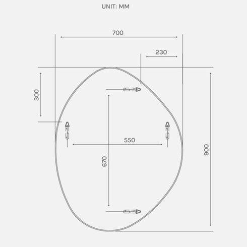 Miel Pebble Shape Brushed Nickel Wall Mirror