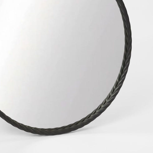 Loen Black Round Wall Mirror