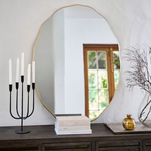 Wave Gold Oval Wall Mirror