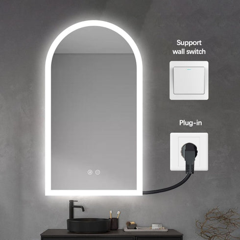 Winton Frameless Arched Frosted Anti Fog LED Bathroom Mirror