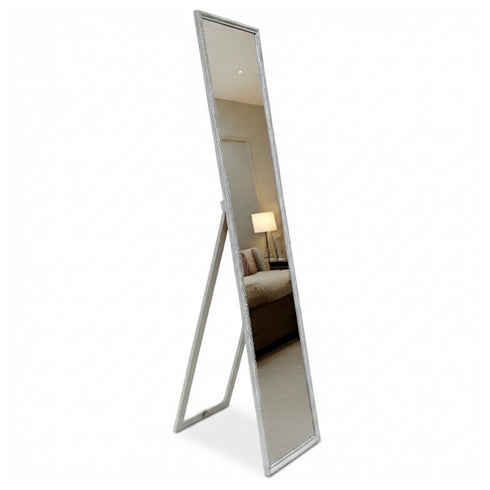 Garnet Slim Full Length Standing Mirror - White Frame Freestanding Bedroom Mirror