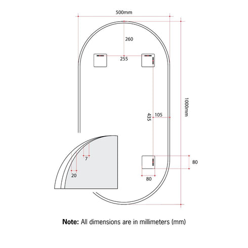 Italia Pill Black Wall Mirror