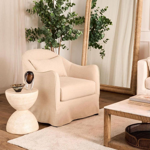 Camille Natural Arched Floor Mirror
