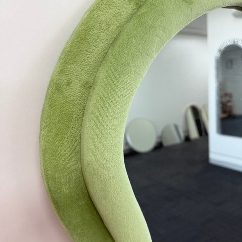 Quinn Wavy Velvet Frame Green Wall Mirror