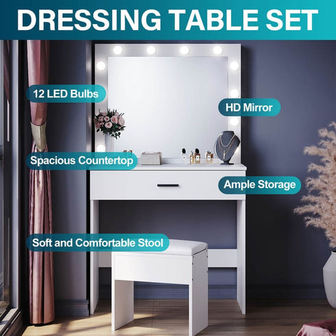 Crisial LED Dressing Table Vanity Set