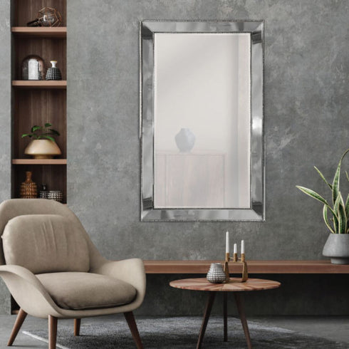 Melania Silver Mirrored Frame Wall Mirror