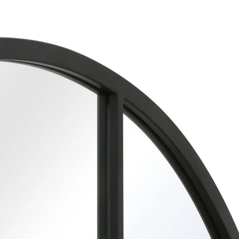 Ella Arched Large Black Wall Mirror - Multi-Pane Grid Design