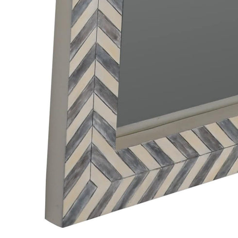 Close-up of Nalaya zebra fishbone frame showing brown and grey herringbone texture