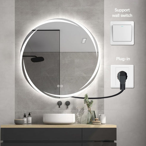 Banksia Frameless Frosted Antifog Right Cut Moon Frontlit LED Wall Mirror