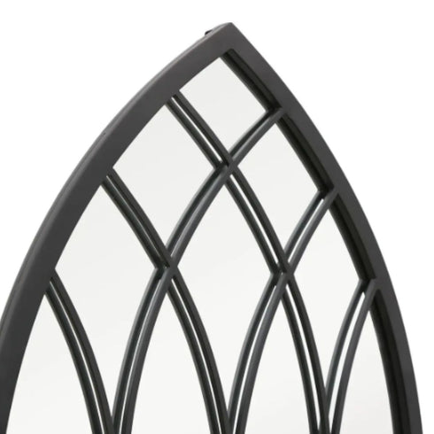 Romilly Cathedral Arch Black Wall Mirror - Gothic Window Style Decorative Mirror