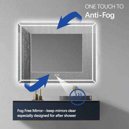 Ivo Rectangular Frameless Frosted Frontlit LED Wall Mirror