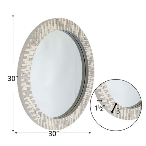 Airlie Mosaic Grey Round Wall Mirror