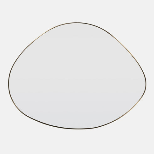 Miel Pebble Shape Antique Brass Wall Mirror