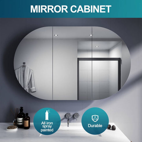 Beth Black Oval Bathroom Mirror Shaving Cabinet