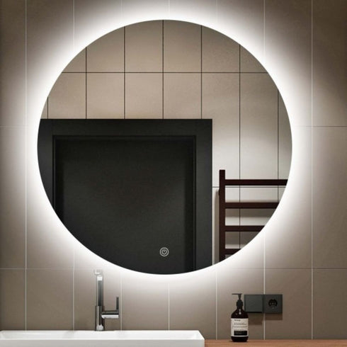 Monique Frameless Anti-Fog Backlit Round Bathroom Mirror with LED