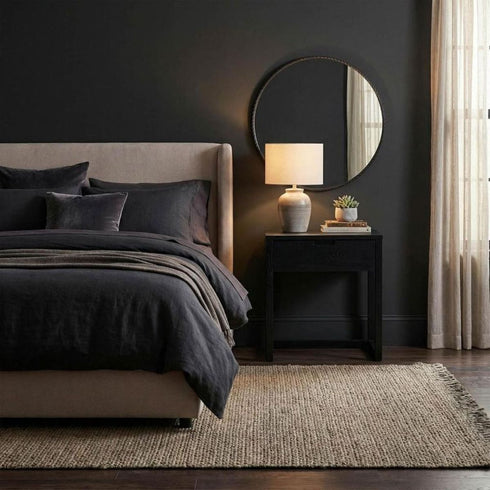 Loen Black Round Wall Mirror