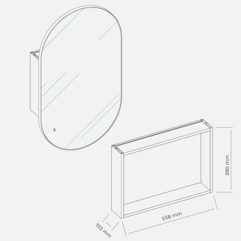 Noelle Brushed Nickel Pill Mirror Cabinet