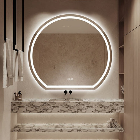 Wategos Crescent Shape Right Cut Moon Frontlit Frosted LED Bathroom Mirror