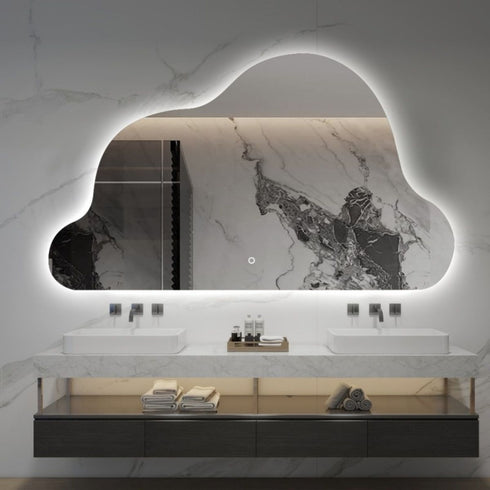 Deon Backlit LED Wall Mirror - Cloud Shape Bathroom Mirror with Touch Switch