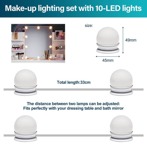 Sarika White LED Vanity Mirror With Dressing Table