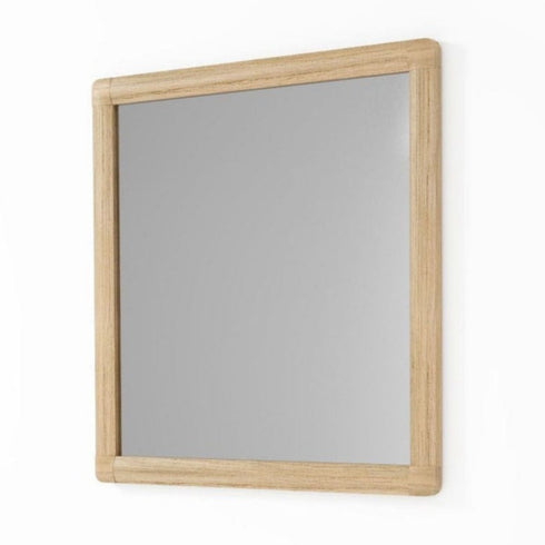 Jethro Solid Teak Wood Rectangular Natural Wall Mirror with Soft Rounded Edges