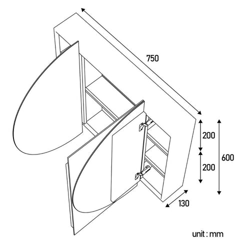 Beth Black Oval Bathroom Mirror Shaving Cabinet