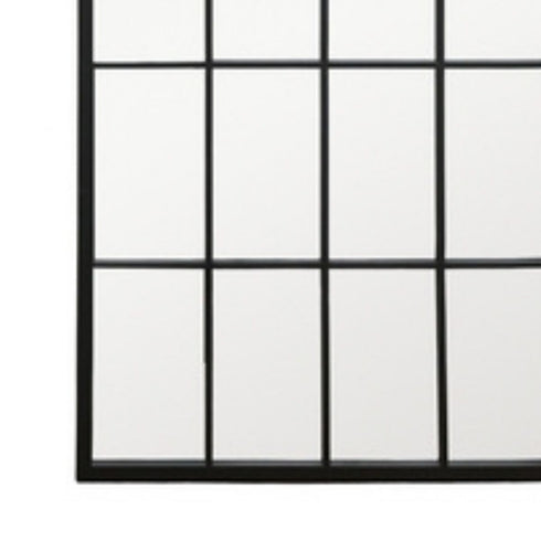 Bailey Arched Metal Grid Industrial Window Black Wall Mirror