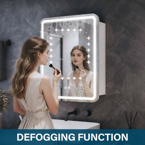 Crisyne LED Bathroom Wall Cabinet With Built-in Tissue Box Storage