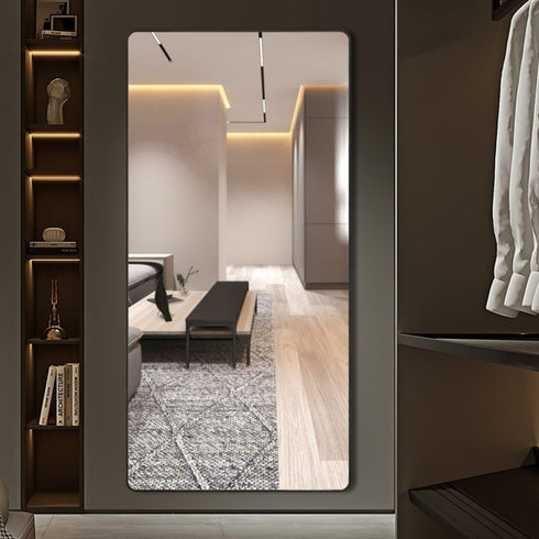 Vivian Aluminium Full Length Black Wall Mirror - Modern Freestanding Mirror