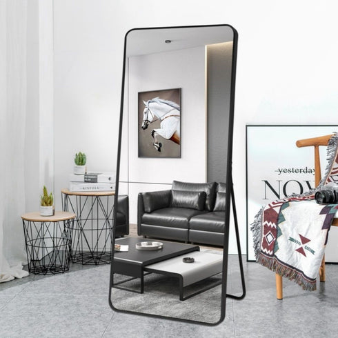 Vivian Aluminium Full Length Black Wall Mirror - Modern Freestanding Mirror