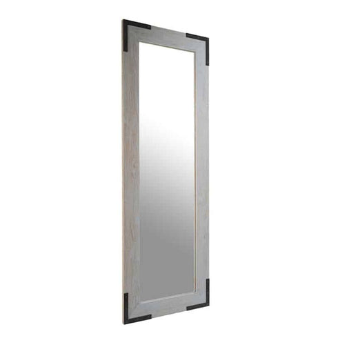 Tall rectangular full-length wall mirror in silver grey finish