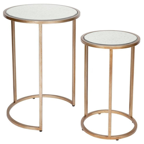 Tatiana Mirrored Nesting Side Tables Antique Gold