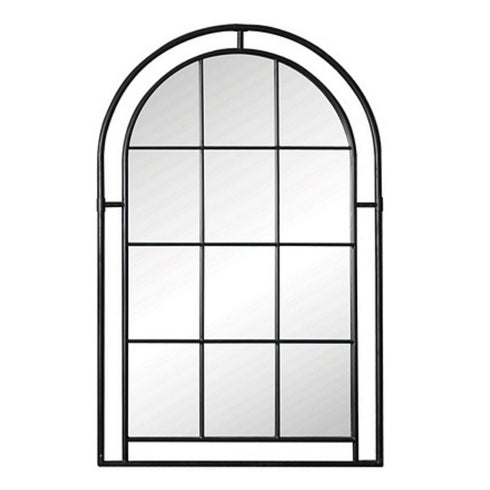 Eira Black Industrial Arched Wall Mirror - Metal Window Frame Decorative Mirror