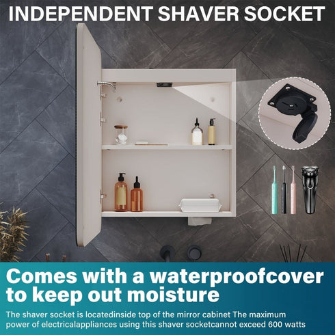 Crisyne LED Bathroom Wall Cabinet With Built-in Tissue Box Storage