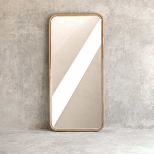 Dashiell Rounded Edge Natural Full Length Rattan Wall Mirror